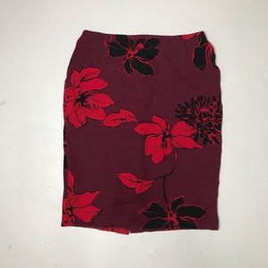 Liz Claiborne Floral Pull On Pencil Skirt size M